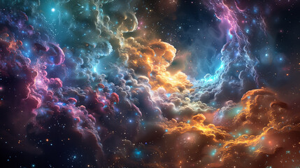Obraz premium Colorful Nebula and Cosmic Clouds in Deep Space