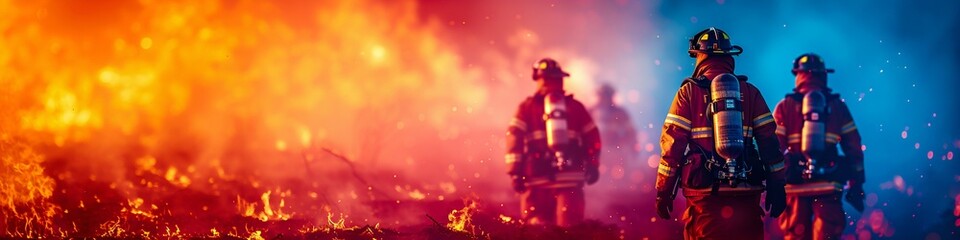 Firefighters in Action Against Blazing Inferno. Generative ai