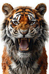 Angry 3D Tiger with Open Mouth