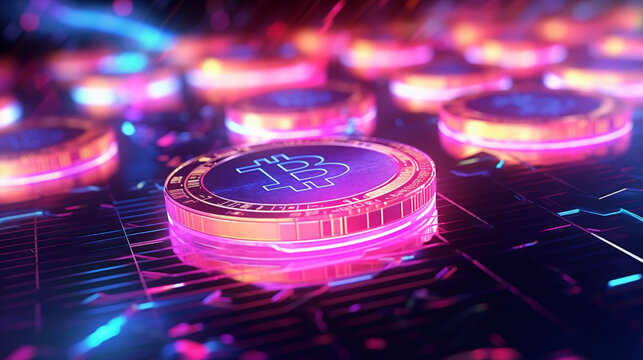 Crypto BitCoin Token Blockchain Graphic Cryptography AI Wallpaper