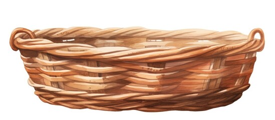 Hand drawn illustration of a wicker brown basket on a white background