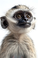 Obraz premium Grey Tailed Monkey Portrait in National Geographic Style, To provide a high-quality and visually striking image of a grey tailed monkey for use in