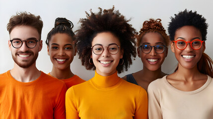 Group of Young Africans Americans Smiling in Glasses, To provide an image of a group of young African Americans with glasses, suitable for various - Powered by Adobe
