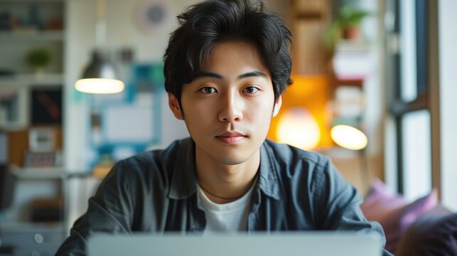 Man works on a laptop - Powered by Adobe