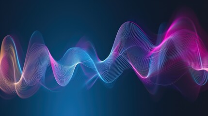 Illustration of sound waves on a dark background. Spectrum of sonic vibrations - obrazy, fototapety, plakaty