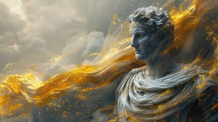 Creative representation of the greatest ancient greek mythology greek god of olympus, titan, classics, wallpaper backdrop: divine and mythical figures in an artistic and classical - obrazy, fototapety, plakaty