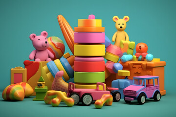 Obraz premium 3d rendering elements of children's toys