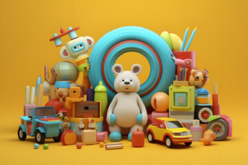 Obraz premium 3d rendering elements of children's toys