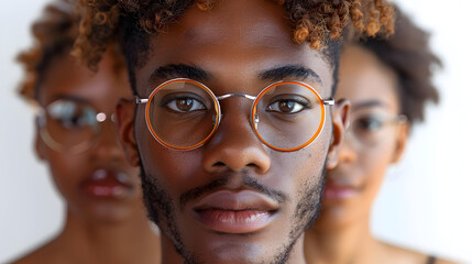 Stylish Young Black Men Wearing Glasses, To showcase the latest fashion trends in eyewear for a young, stylish audience