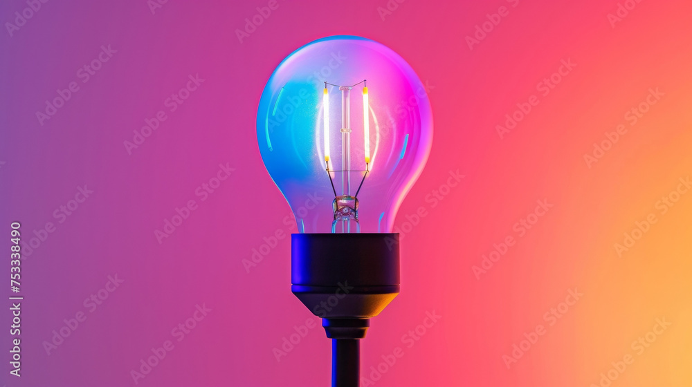 Poster a closeup of a multicolored smart light bulb perfect for creating a festive and fun atmosphere for p