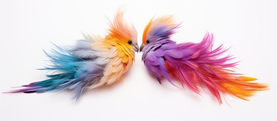 Obraz premium Artificial feather birds for decorative use on white background