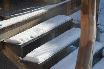 階段の雪