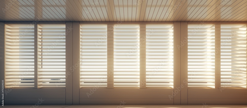 Poster small house with windows and louvers for daylight control in an empty space