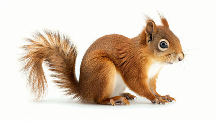 Obraz premium Sitting red squirrel isolated on a white background 