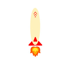 Rocket clipart. Ship is launching with flames on its tail illustration
