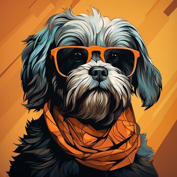 Pop Art Illustration lhasa apso dog