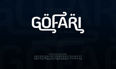 Gofari premium luxury arabic alphabet letters and numbers. Elegant islamic  typography ramadan wedding serif font decorative vintage. Creative vector illustration
