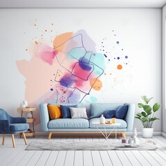 Ephemeral Elegance Artistic Wall Mockup Delight with sofa and chair 