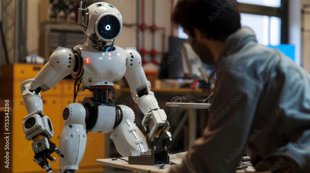 Aufkleber with a flash of light and a low hum the robots sensors activate. the mechanic watches with a mix of 