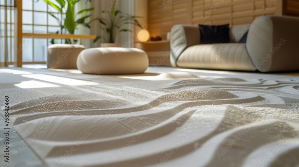 Poster closeup of a floor made from a smart material that can generate a gentle soothing vibration to promo