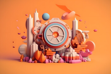 3d rendering of  video graphic elements