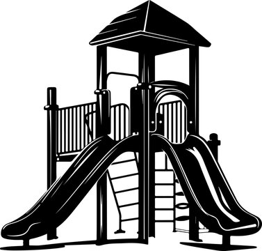 recommend clip art: Children's Playground Structure Silhouette for Recreation and Public Park Themes