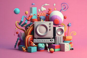 Fototapeta premium 3d rendering of video graphic elements