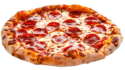 Pepperoni pizza isolated on white transparent background