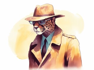 Jaguar detective solving cases isolated background