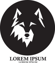 premium black and white fox design vector logo
