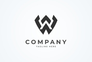 Letter AW Or WA Logo. monogram logo design combination of letters A and W. Flat Vector Logo Design Template element. vector illustration