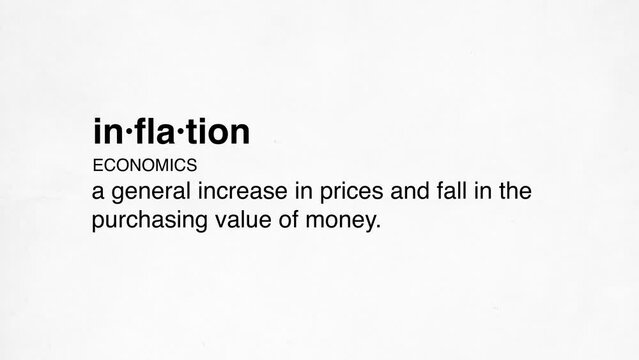 2 inflation definition animation on white background.