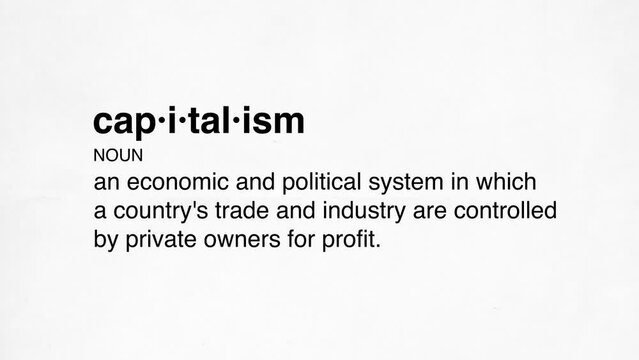 3 capitalism definition animation on white background