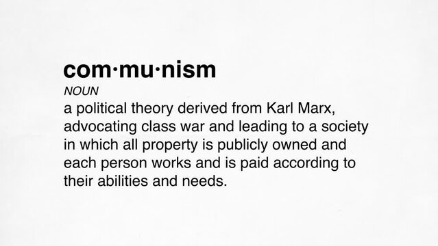 6 communism definition animation on white background