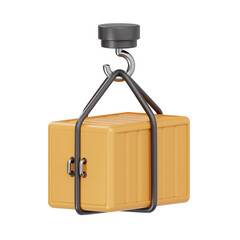 3d cargo crane, 3d render icon illustration, transparent background, logistic and delivery