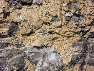 Weathered Beige and Gray Textured Wall Close-Up