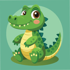 beautiful cartoon crocodile vector