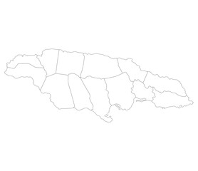 Jamaica map. Map of Jamaica in administrative provinces in white color