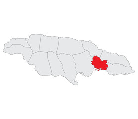 Map of Jamaica with capital city Kingston