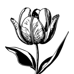 hand drawn tulip flower - obrazy, fototapety, plakaty