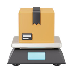 3d package weight scale, 3d render icon illustration, transparent background, logistic and delivery