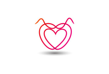 Heart Icon Logo Template. Abstract Hand drawn Simple Logotype Element Concept. Minimalist Love Symbol for Valentine, Wedding, Romantic, Happy, Romance, Decoration, greeting. Thin Vignetting doodle art