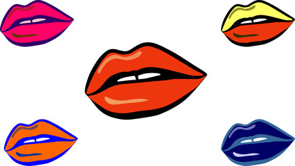 Illustration of mouths in various mixed colors