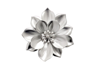 silver flower isolated on transparent background, transparency image, removed background