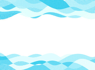 水色のウェーブ、幾何学模様のフレーム
