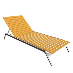 A yellow lounge chair with a wooden frame