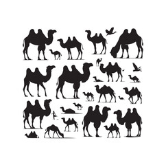 camel silhouettes vector on white background
