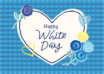 ホワイトデー ハートとバラの花　バナーや広告用素材