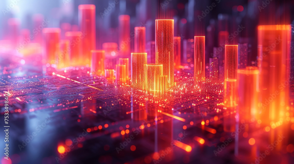Poster a visually striking infographic image featuring an investment and roi graph chart with a dynamic 3d 