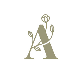 Botanical Alphabet, Floral Letter A Logo